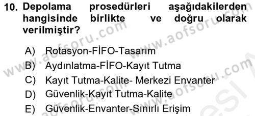 Yiyecek İçecek Yönetimi Dersi 2017 - 2018 Yılı 3 Ders Sınav Soruları 10. Soru