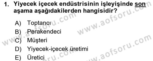 Yiyecek İçecek Yönetimi Dersi 2017 - 2018 Yılı (Vize) Ara Sınav Soruları 1. Soru