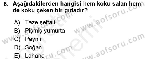 Yiyecek İçecek Yönetimi Dersi 2017 - 2018 Yılı (Final) Dönem Sonu Sınav Soruları 6. Soru