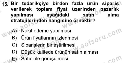 Yiyecek İçecek Yönetimi Dersi 2018 - 2019 Yılı (Vize) Ara Sınav Soruları 15. Soru