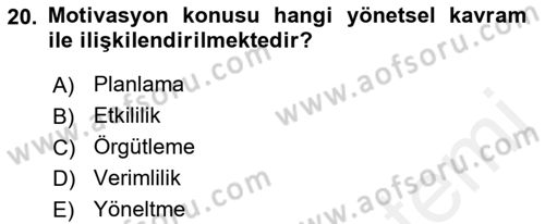 Yiyecek İçecek Yönetimi Dersi 2018 - 2019 Yılı (Vize) Ara Sınav Soruları 20. Soru