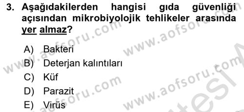 Yiyecek İçecek Yönetimi Dersi Ara Sınavı Deneme Sınav Soruları 3. Soru