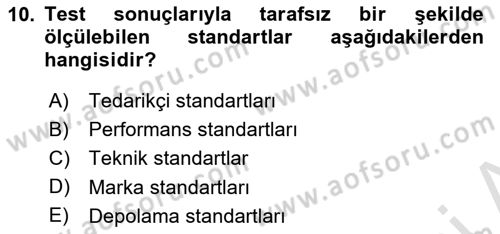 Yiyecek İçecek Yönetimi Dersi 2020 - 2021 Yılı Yaz Okulu Sınav Soruları 10. Soru