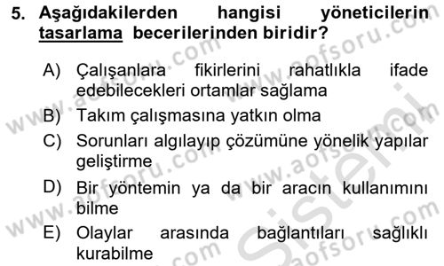 Yiyecek İçecek Yönetimi Dersi 2020 - 2021 Yılı Yaz Okulu Sınav Soruları 5. Soru