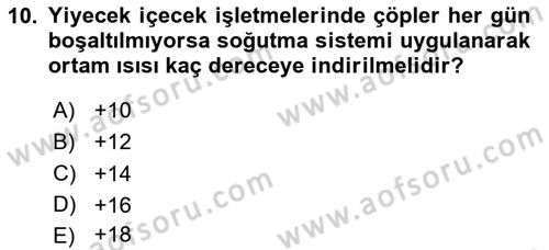 Yiyecek İçecek Yönetimi Dersi 2023 - 2024 Yılı (Final) Dönem Sonu Sınav Soruları 10. Soru