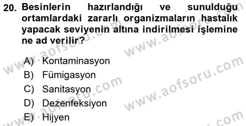 Yiyecek İçecek Yönetimi Dersi 2023 - 2024 Yılı (Final) Dönem Sonu Sınav Soruları 20. Soru