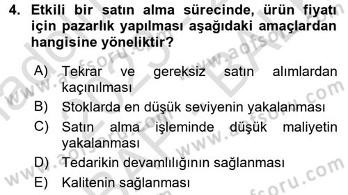 Yiyecek İçecek Yönetimi Dersi 2023 - 2024 Yılı (Final) Dönem Sonu Sınav Soruları 4. Soru