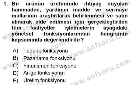 Yiyecek İçecek Yönetimi Dersi 2023 - 2024 Yılı Yaz Okulu Sınav Soruları 1. Soru