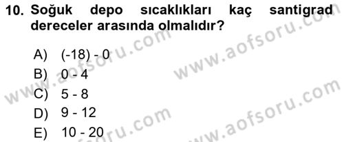 Yiyecek İçecek Yönetimi Dersi 2023 - 2024 Yılı Yaz Okulu Sınav Soruları 10. Soru