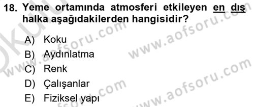 Yiyecek İçecek Yönetimi Dersi 2023 - 2024 Yılı Yaz Okulu Sınav Soruları 18. Soru