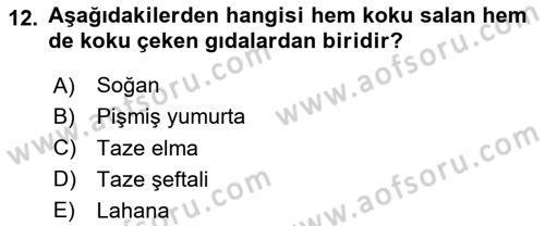 Yiyecek ve İçecek Yönetimi Dersi 2020 - 2021 Yılı Yaz Okulu Sınavı 12. Soru