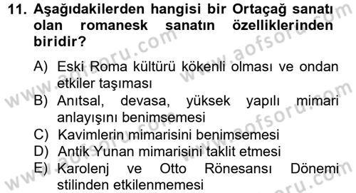 Kültür Tarihi Dersi 2012 - 2013 Yılı (Vize) Ara Sınav Soruları 11. Soru