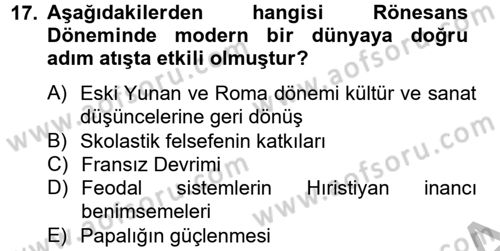 Kültür Tarihi Dersi 2012 - 2013 Yılı (Vize) Ara Sınav Soruları 17. Soru