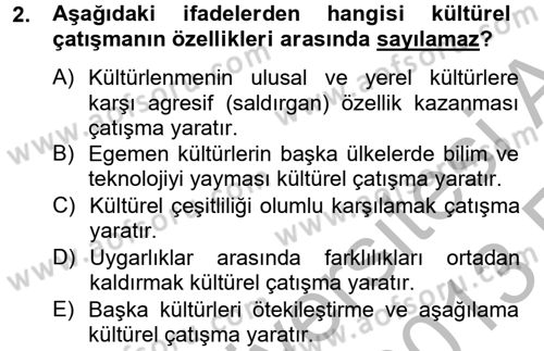 Kültür Tarihi Dersi 2012 - 2013 Yılı (Vize) Ara Sınav Soruları 2. Soru