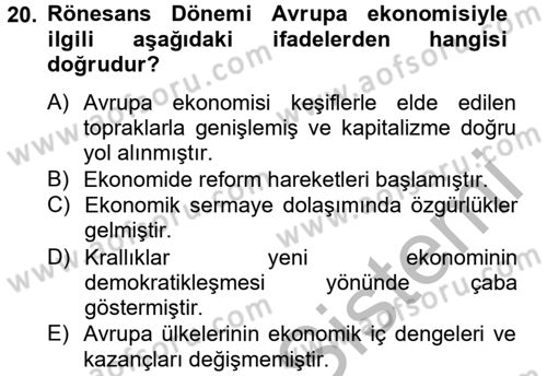 Kültür Tarihi Dersi 2012 - 2013 Yılı (Vize) Ara Sınav Soruları 20. Soru