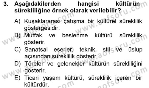 Kültür Tarihi Dersi 2012 - 2013 Yılı (Vize) Ara Sınav Soruları 3. Soru