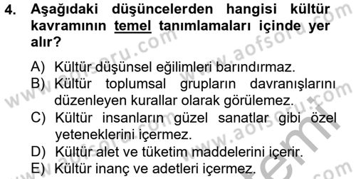 Kültür Tarihi Dersi 2012 - 2013 Yılı (Vize) Ara Sınav Soruları 4. Soru