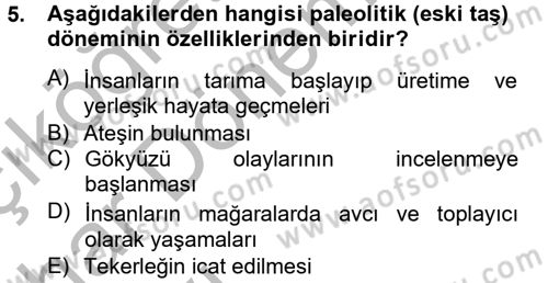 Kültür Tarihi Dersi 2012 - 2013 Yılı (Vize) Ara Sınav Soruları 5. Soru