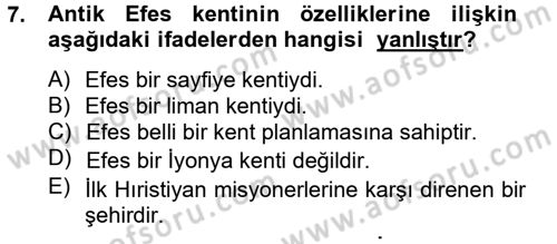 Kültür Tarihi Dersi 2012 - 2013 Yılı (Vize) Ara Sınav Soruları 7. Soru