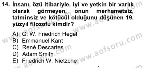Kültür Tarihi Dersi 2012 - 2013 Yılı (Final) Dönem Sonu Sınav Soruları 14. Soru