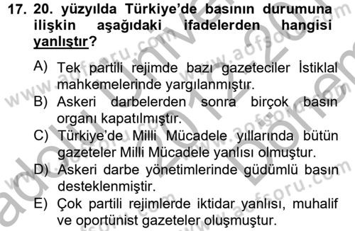 Kültür Tarihi Dersi 2012 - 2013 Yılı (Final) Dönem Sonu Sınav Soruları 17. Soru