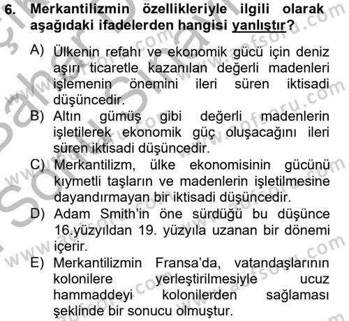 Kültür Tarihi Dersi 2012 - 2013 Yılı (Final) Dönem Sonu Sınav Soruları 6. Soru