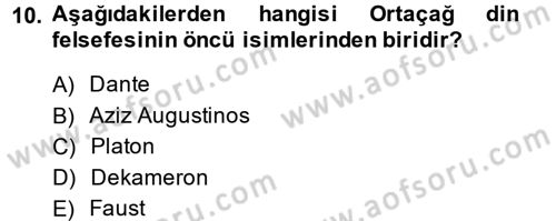 Kültür Tarihi Dersi 2013 - 2014 Yılı (Vize) Ara Sınav Soruları 10. Soru