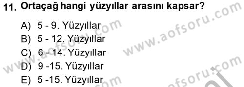 Kültür Tarihi Dersi 2013 - 2014 Yılı (Vize) Ara Sınav Soruları 11. Soru