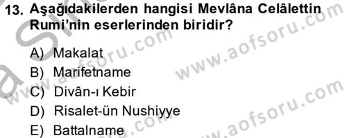 Kültür Tarihi Dersi 2013 - 2014 Yılı (Vize) Ara Sınav Soruları 13. Soru