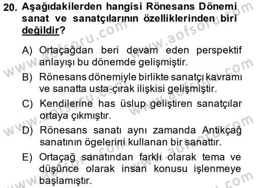 Kültür Tarihi Dersi 2013 - 2014 Yılı (Vize) Ara Sınav Soruları 20. Soru