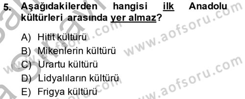 Kültür Tarihi Dersi 2013 - 2014 Yılı (Vize) Ara Sınav Soruları 5. Soru