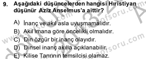 Kültür Tarihi Dersi 2013 - 2014 Yılı (Vize) Ara Sınav Soruları 9. Soru