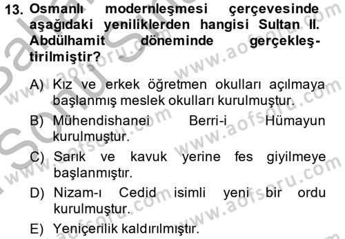 Kültür Tarihi Dersi 2013 - 2014 Yılı (Final) Dönem Sonu Sınav Soruları 13. Soru