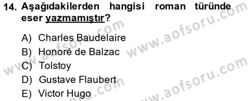 Kültür Tarihi Dersi 2013 - 2014 Yılı (Final) Dönem Sonu Sınav Soruları 14. Soru