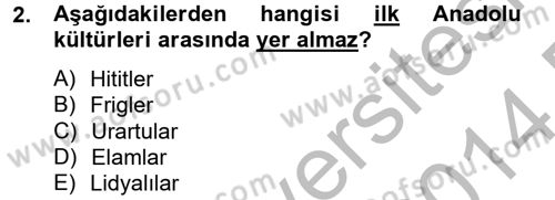 Kültür Tarihi Dersi 2013 - 2014 Yılı (Final) Dönem Sonu Sınav Soruları 2. Soru