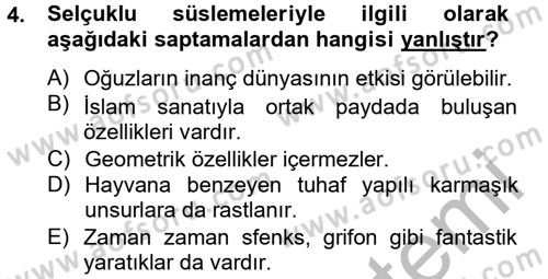 Kültür Tarihi Dersi 2013 - 2014 Yılı (Final) Dönem Sonu Sınav Soruları 4. Soru