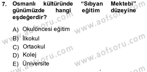 Kültür Tarihi Dersi 2013 - 2014 Yılı (Final) Dönem Sonu Sınav Soruları 7. Soru