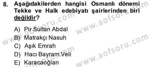 Kültür Tarihi Dersi 2013 - 2014 Yılı (Final) Dönem Sonu Sınav Soruları 8. Soru