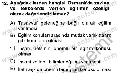 Kültür Tarihi Dersi 2014 - 2015 Yılı (Final) Dönem Sonu Sınav Soruları 12. Soru