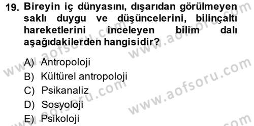 Kültür Tarihi Dersi 2014 - 2015 Yılı (Final) Dönem Sonu Sınav Soruları 19. Soru