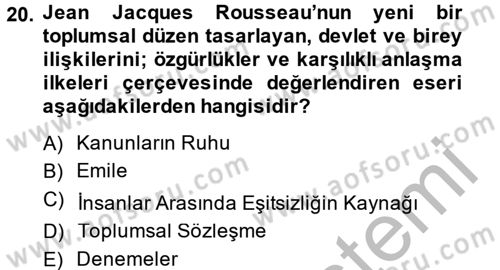Kültür Tarihi Dersi 2014 - 2015 Yılı (Final) Dönem Sonu Sınav Soruları 20. Soru