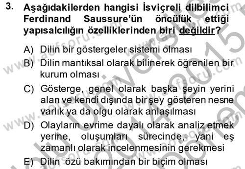 Kültür Tarihi Dersi 2014 - 2015 Yılı (Final) Dönem Sonu Sınav Soruları 3. Soru