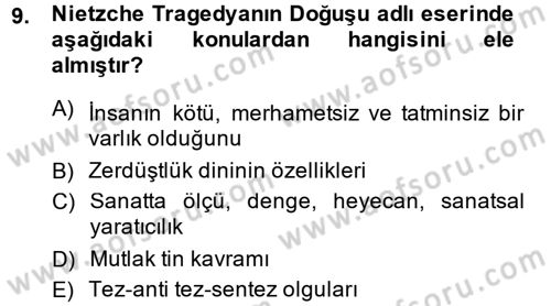 Kültür Tarihi Dersi 2014 - 2015 Yılı (Final) Dönem Sonu Sınav Soruları 9. Soru