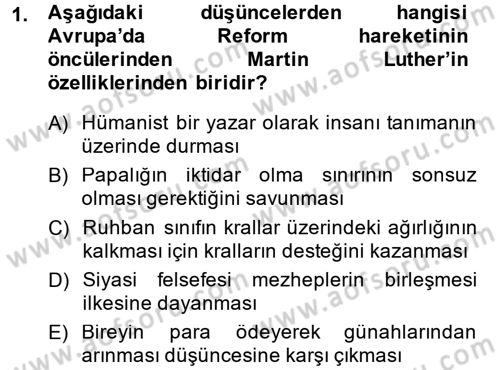 Kültür Tarihi Dersi 2014 - 2015 Yılı Tek Ders Sınav Soruları 1. Soru