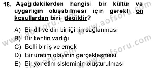 Kültür Tarihi Dersi 2014 - 2015 Yılı Tek Ders Sınav Soruları 18. Soru