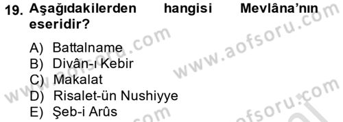 Kültür Tarihi Dersi 2014 - 2015 Yılı Tek Ders Sınav Soruları 19. Soru