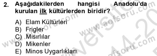 Kültür Tarihi Dersi 2014 - 2015 Yılı Tek Ders Sınav Soruları 2. Soru