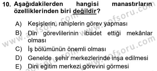 Kültür Tarihi Dersi 2015 - 2016 Yılı (Vize) Ara Sınav Soruları 10. Soru