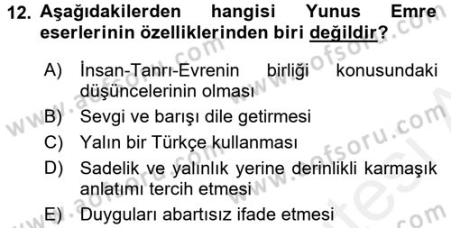 Kültür Tarihi Dersi 2015 - 2016 Yılı (Vize) Ara Sınav Soruları 12. Soru