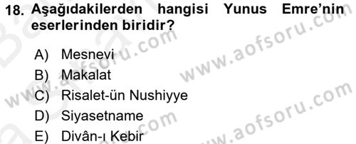 Kültür Tarihi Dersi 2015 - 2016 Yılı (Vize) Ara Sınav Soruları 18. Soru